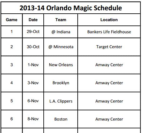 Magic 309 schedule